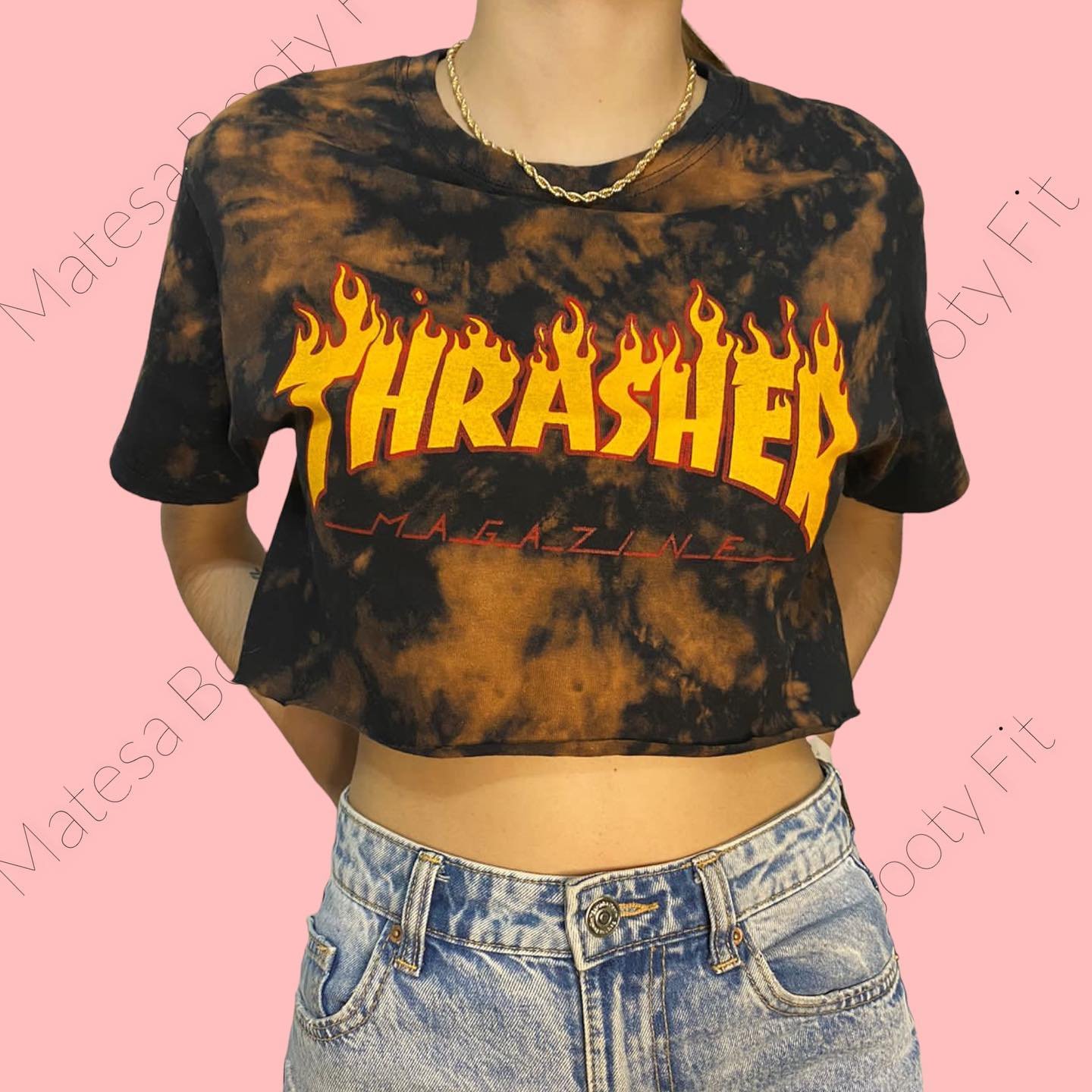 Crop Top THRASHER Flame - Estilo Tie-Dye para Mujer