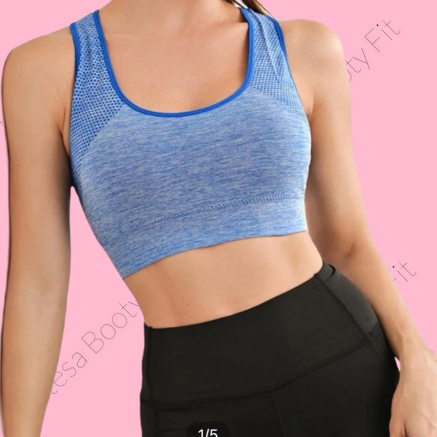 Top Deportivo Azul con Mesh – Mujer